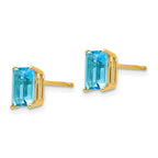 14k 7x5mm Emerald-Cut Blue Topaz Post Earrings