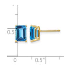 14k 7x5mm Emerald-Cut Blue Topaz Post Earrings