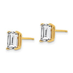 14k 7x5mm Octagon Radiant-Cut Cubic Zirconia Post Earrings