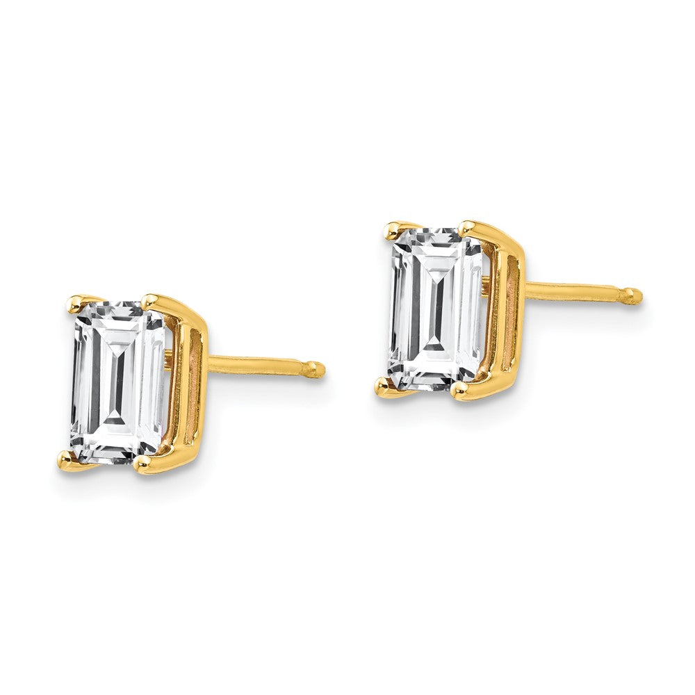 14k 7x5mm Octagon Radiant-Cut Cubic Zirconia Post Earrings