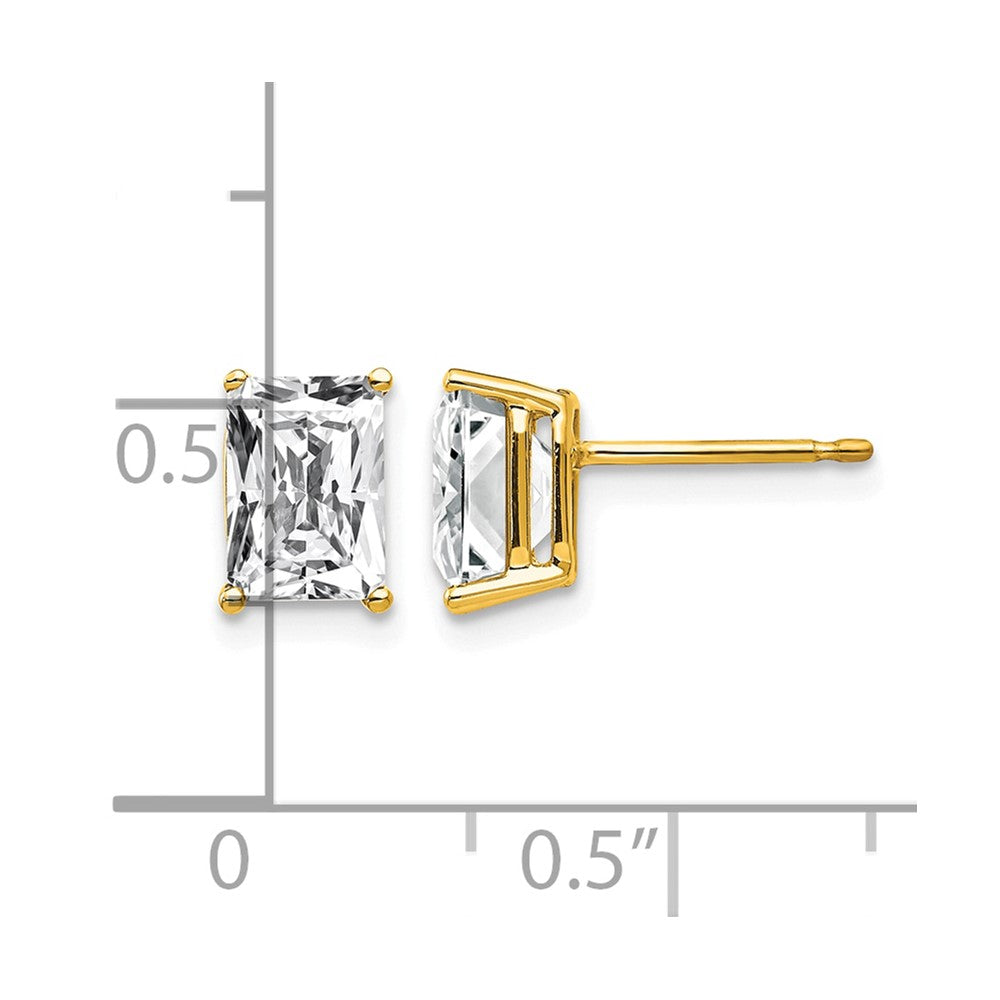 14k 7x5mm Octagon Radiant-Cut Cubic Zirconia Post Earrings