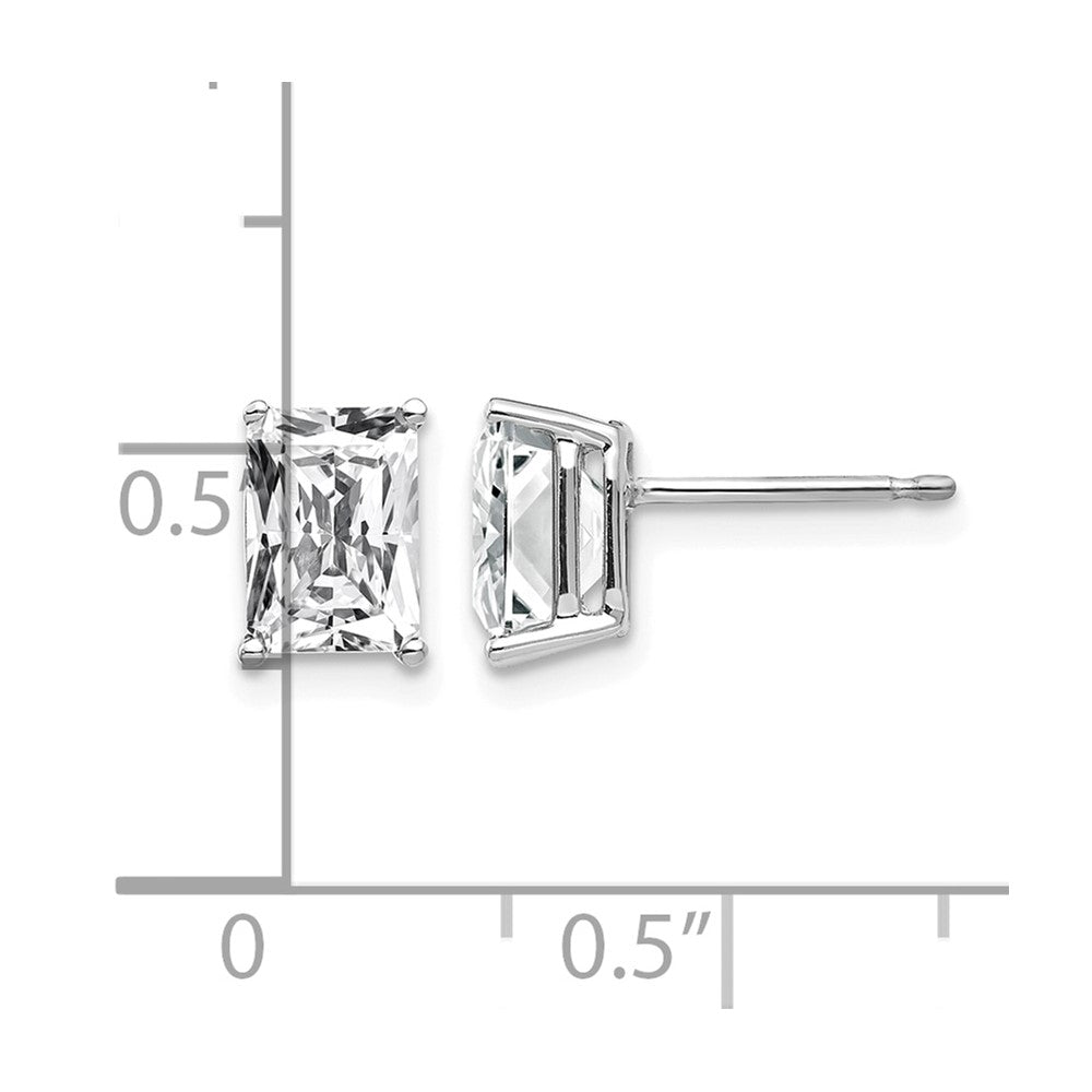 14k White Gold 7x5mm Octagon Radiant-Cut Cubic Zirconia Post Earrings