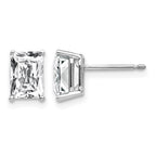 14k White Gold 7x5mm Octagon Radiant-Cut Cubic Zirconia Post Earrings
