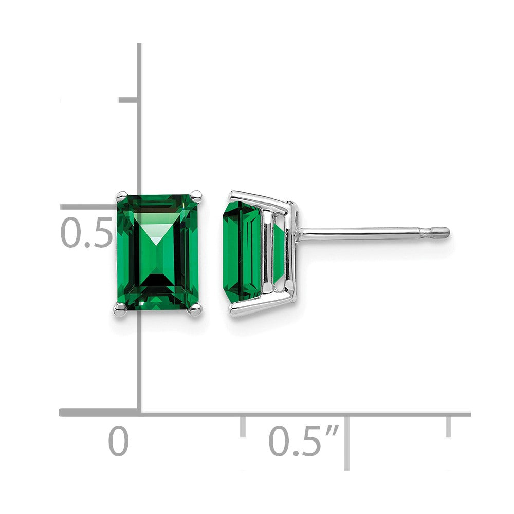 14k White Gold 7x5mm Emerald-Cut Mount St. Helens Post Earrings