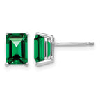 14k White Gold 7x5mm Emerald-Cut Mount St. Helens Post Earrings