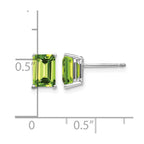 14k White Gold 7x5mm Emerald-Cut Peridot Post Earrings