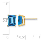 14k 8x6mm Emerald-Cut Blue Topaz Post Earrings
