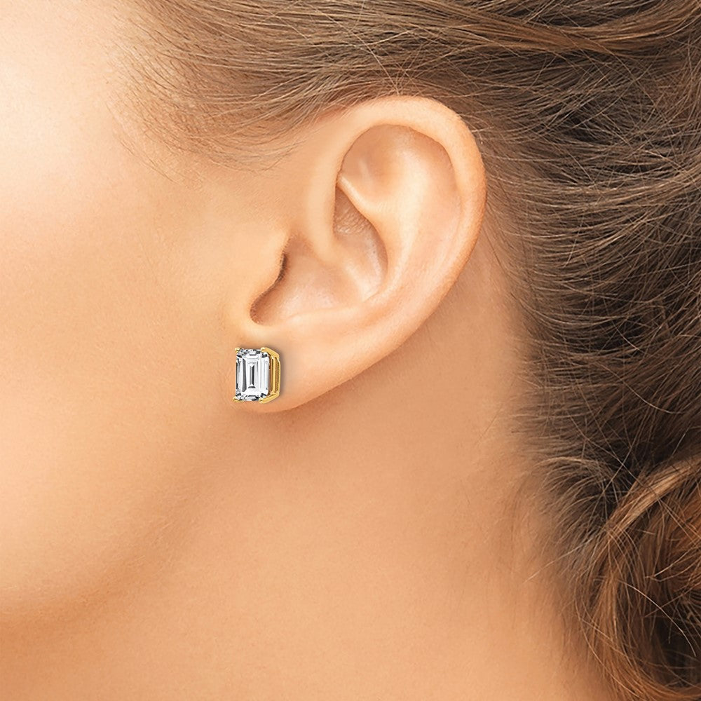 14k 8x6mm Octagon Radiant-Cut Cubic Zirconia Post Earrings