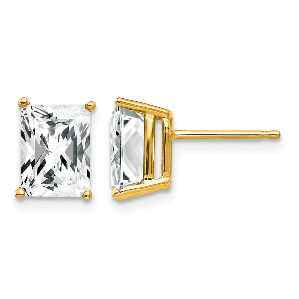 14k 8x6mm Octagon Radiant-Cut Cubic Zirconia Post Earrings