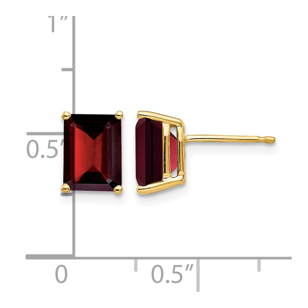 14k 8x6mm Emerald-cut Garnet Post Earrings