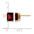 14k 8x6mm Emerald-cut Garnet Post Earrings