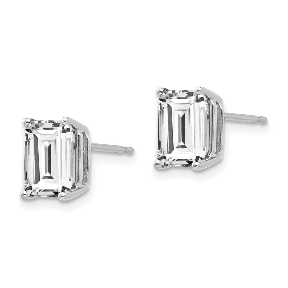 14k White Gold 8x6mm Octagon Radiant-Cut Cubic Zirconia Post Earrings