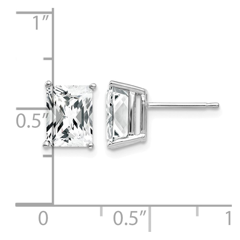14k White Gold 8x6mm Octagon Radiant-Cut Cubic Zirconia Post Earrings