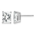 14k White Gold 8x6mm Octagon Radiant-Cut Cubic Zirconia Post Earrings