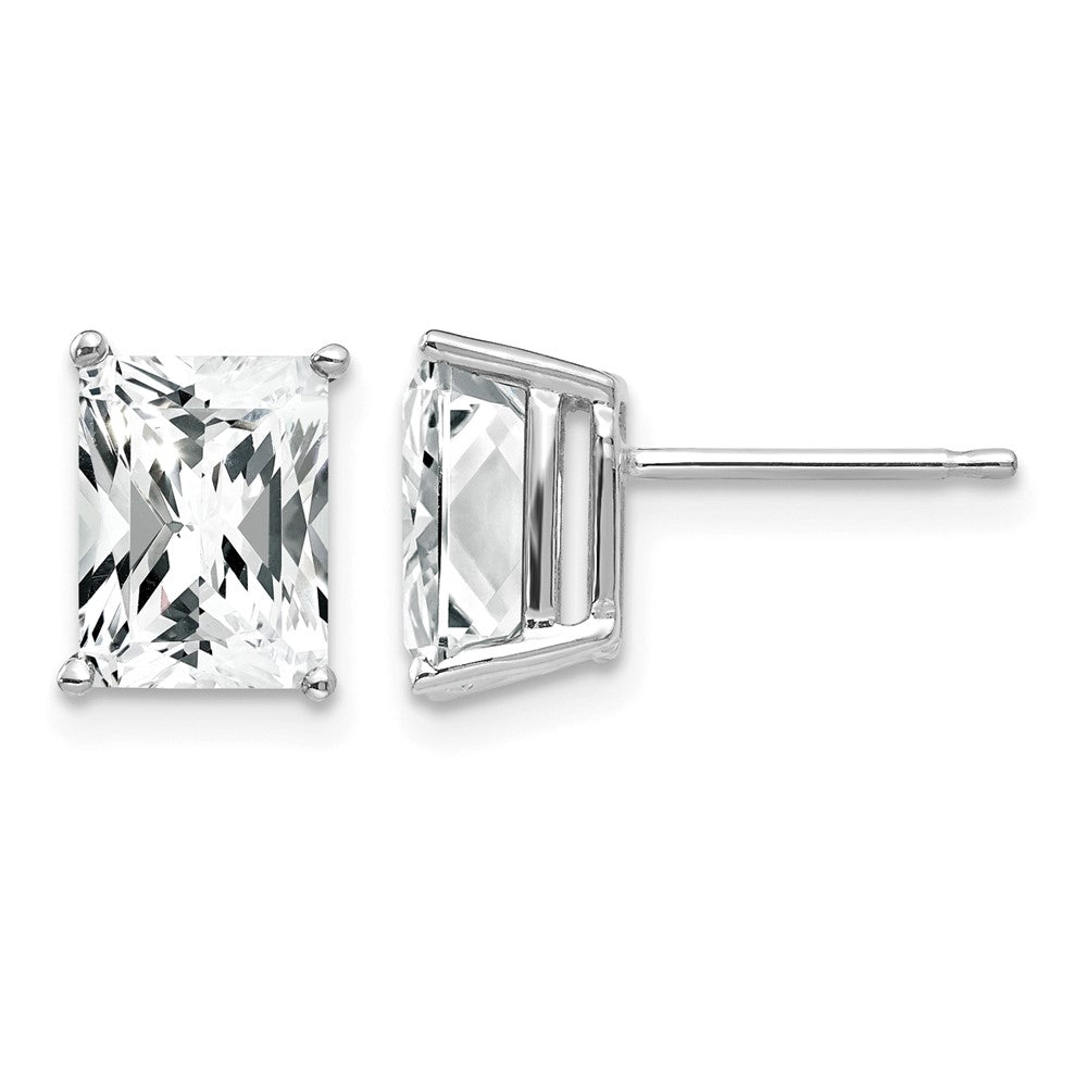 14k White Gold 8x6mm Octagon Radiant-Cut Cubic Zirconia Post Earrings