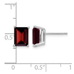 14k White Gold 8x6mm Emerald-cut Garnet Post Earrings