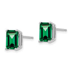 14k White Gold 8x6mm Emerald-cut Mount St. Helens Stud Post Earrings