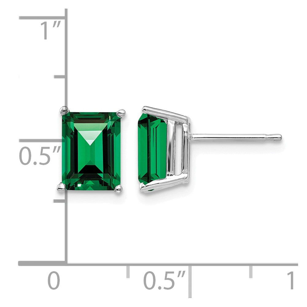 14k White Gold 8x6mm Emerald-cut Mount St. Helens Stud Post Earrings