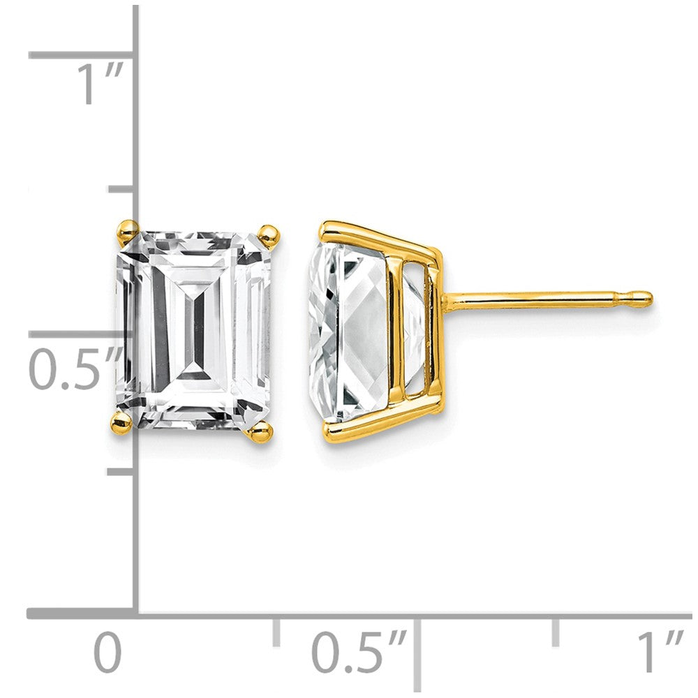 14k 9x7mm Emerald-Cut Cubic Zirconia Post Earrings