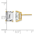 14k 9x7mm Emerald-Cut Cubic Zirconia Post Earrings