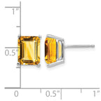 14k White Gold 9x7mm Emerald-Cut Citrine Post Earrings