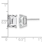 14k White Gold 9x7mm Emerald-Cut Cubic Zirconia Post Earrings