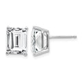 14k White Gold 9x7mm Emerald-Cut Cubic Zirconia Post Earrings