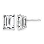 14k White Gold 9x7mm Emerald-Cut Cubic Zirconia Post Earrings