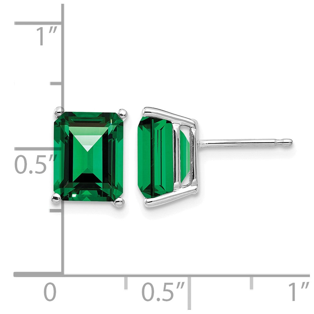 14k White Gold 9x7mm Emerald-Cut Mount St. Helens Post Earrings