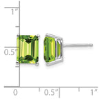 14k White Gold 9x7mm Emerald-Cut Peridot Post Earrings