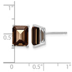 14k White Gold 9x7mm Emerald-cut Smoky Quartz Post Earrings
