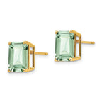 14k 10x8mm Emerald-Cut Green Quartz Post Earrings