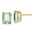 14k 10x8mm Emerald-Cut Green Quartz Post Earrings