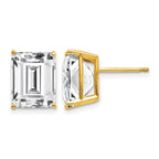 14k 10x8mm Emerald-Cut Cubic Zirconia Post Earrings