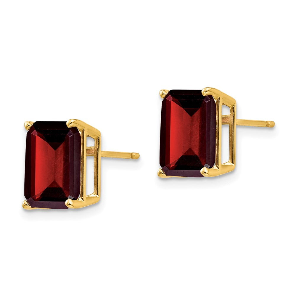 14k 10x8mm Emerald-cut Garnet Post  Earrings