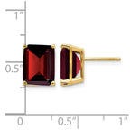 14k 10x8mm Emerald-cut Garnet Post  Earrings