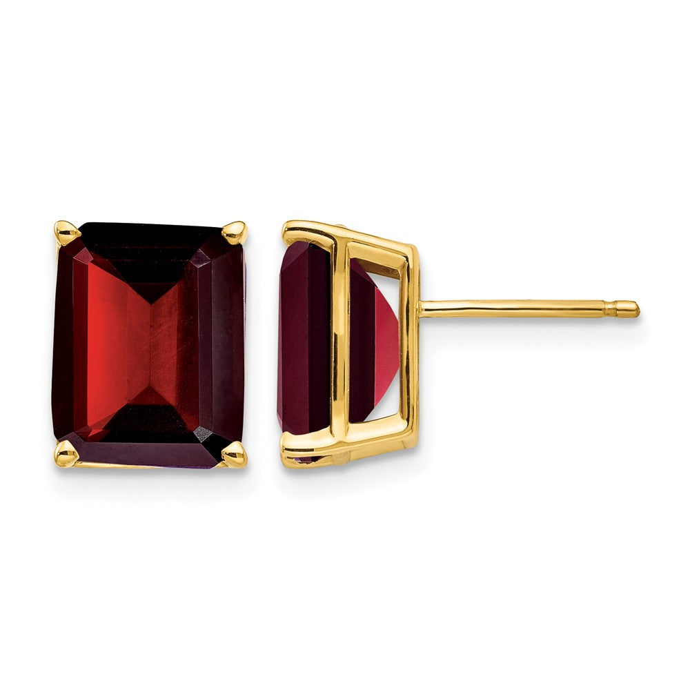 14k 10x8mm Emerald-cut Garnet Post  Earrings