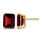 14k 10x8mm Emerald-cut Garnet Post  Earrings