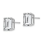 14k White Gold 10x8mm Emerald-Cut Cubic Zirconia Post Earrings