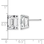 14k White Gold 10x8mm Emerald-Cut Cubic Zirconia Post Earrings