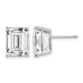 14k White Gold 10x8mm Emerald-Cut Cubic Zirconia Post Earrings