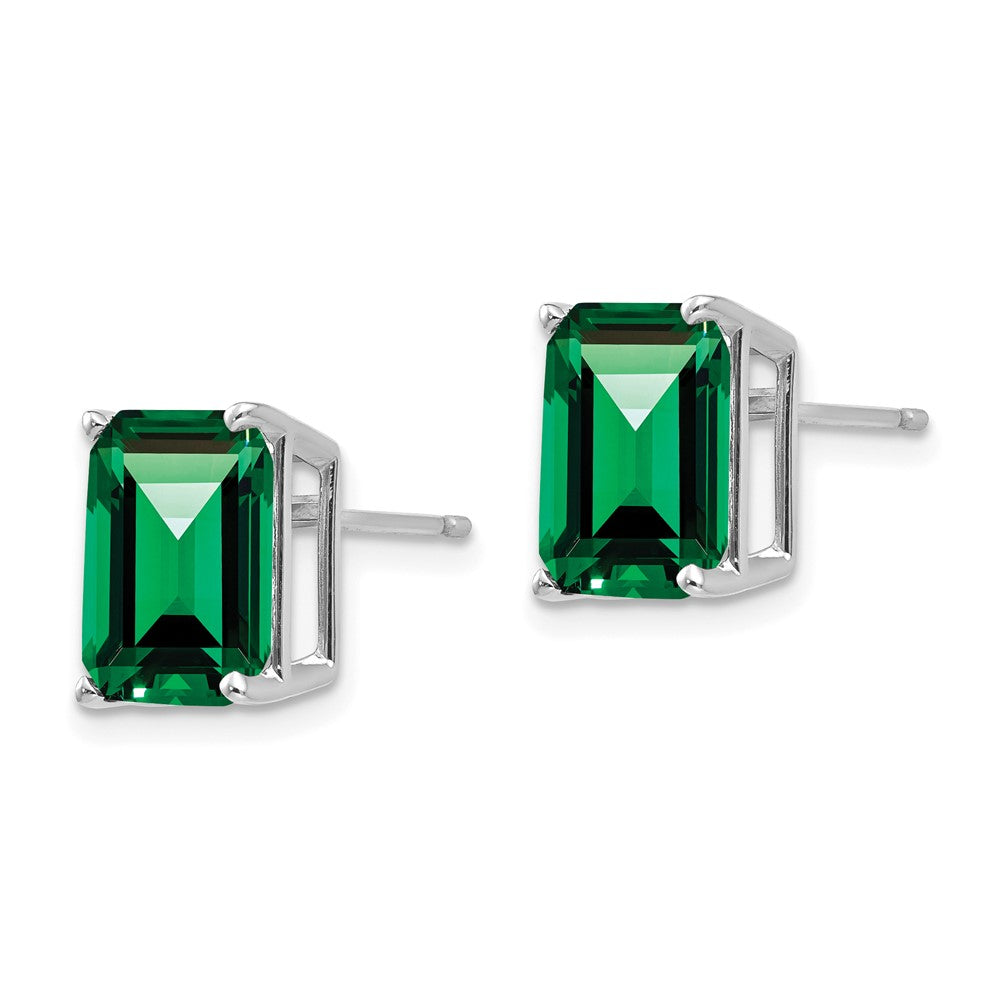 14k White Gold 10x8mm Emerald-Cut Mount St. Helens Stud Post Earrings