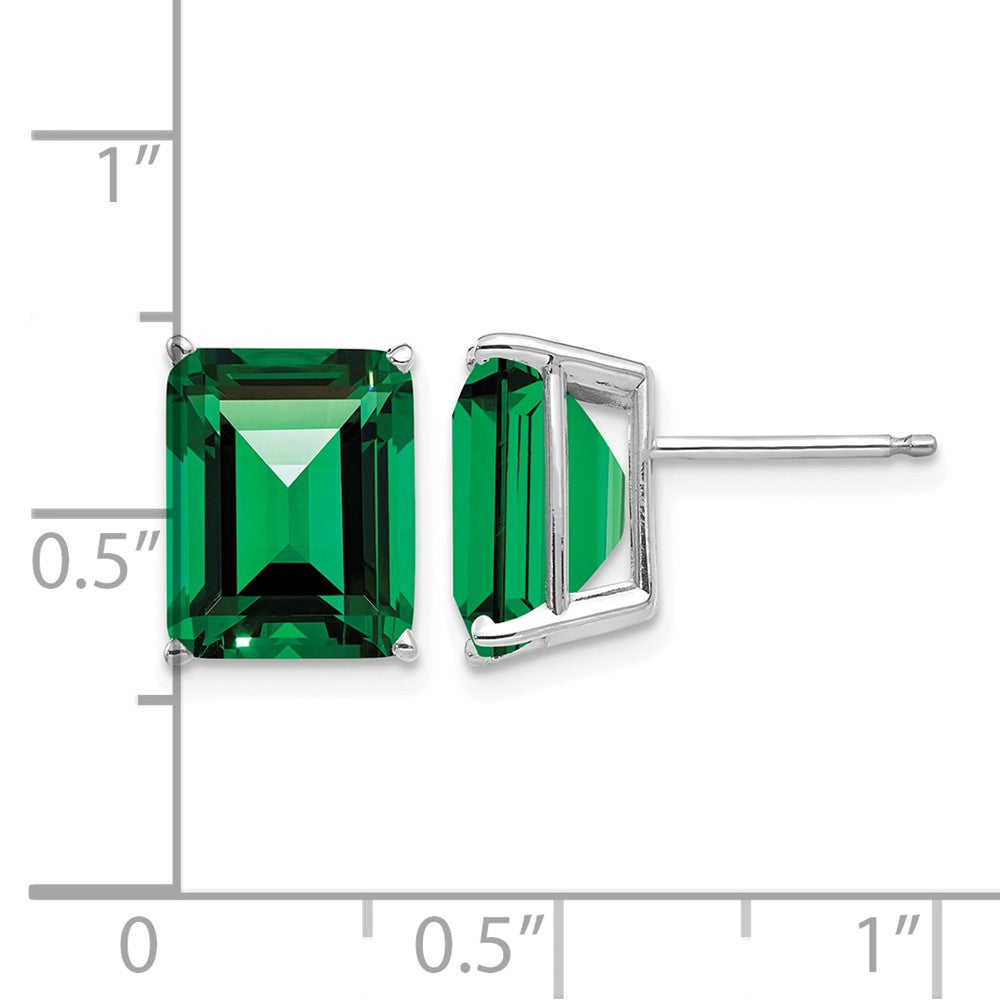 14k White Gold 10x8mm Emerald-Cut Mount St. Helens Stud Post Earrings