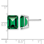 14k White Gold 10x8mm Emerald-Cut Mount St. Helens Stud Post Earrings