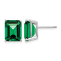 14k White Gold 10x8mm Emerald-Cut Mount St. Helens Stud Post Earrings