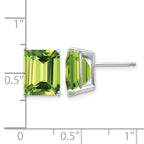 14k White Gold 10x8mm Emerald-Cut Peridot Post Earrings