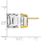 14k 12x10mm Emerald-Cut Cubic Zirconia Post Earrings