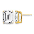 14k 12x10mm Emerald-Cut Cubic Zirconia Post Earrings