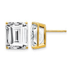 14k 12x10mm Emerald-Cut Cubic Zirconia Post Earrings