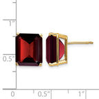 14k 12x10mm Emerald-cut Garnet Stud Post Earrings
